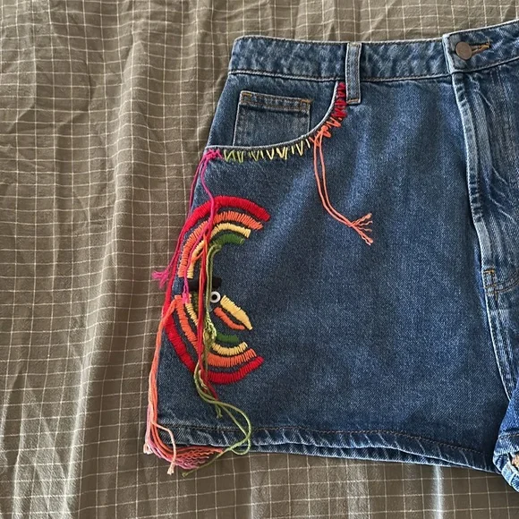 Farm x Anthropologie Colorful Birds Denim Shorts - Picture 14 of 15